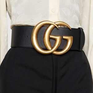 Gucci wide leather double G belt